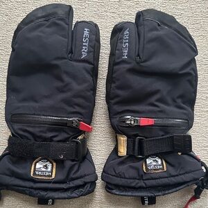 Hestra Black Gloves with Red Accents